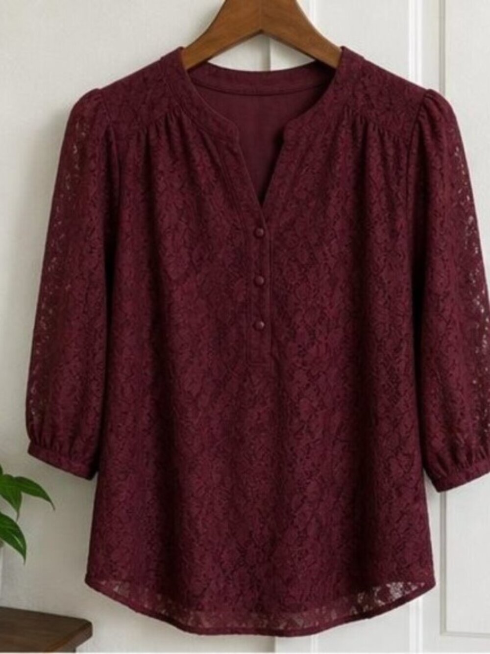 Burgundy Puff Sleeve Top